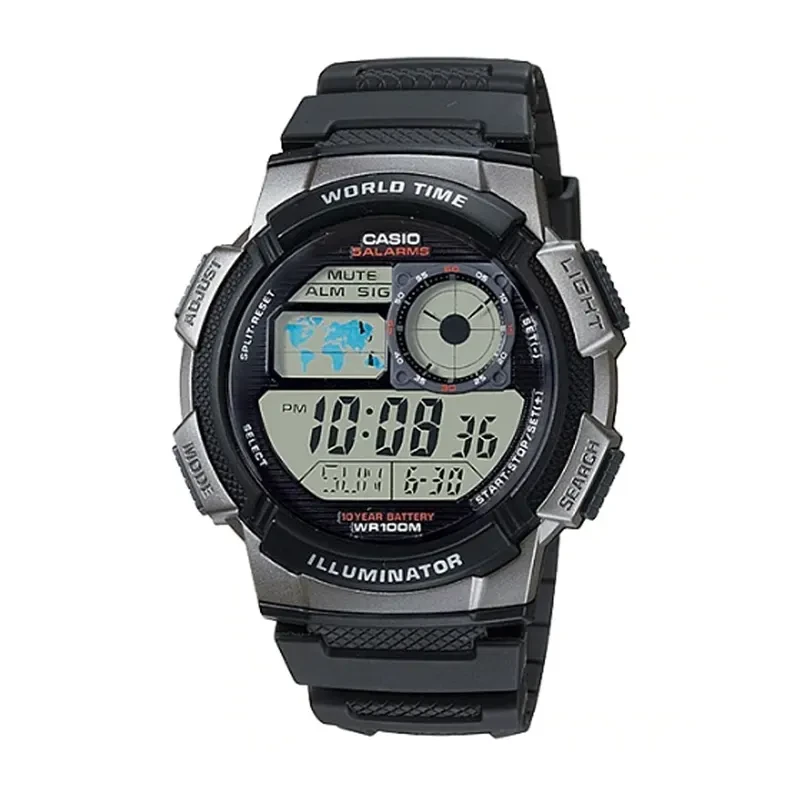 Casio World Time 10-Year Battery Men's Watch- AE-1000W-1BV